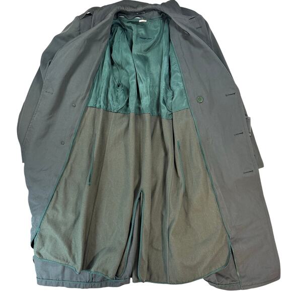 Vintage 70s Men's 44 Wool Army Green Coat with Removable Liner - Picture 7 of 11
